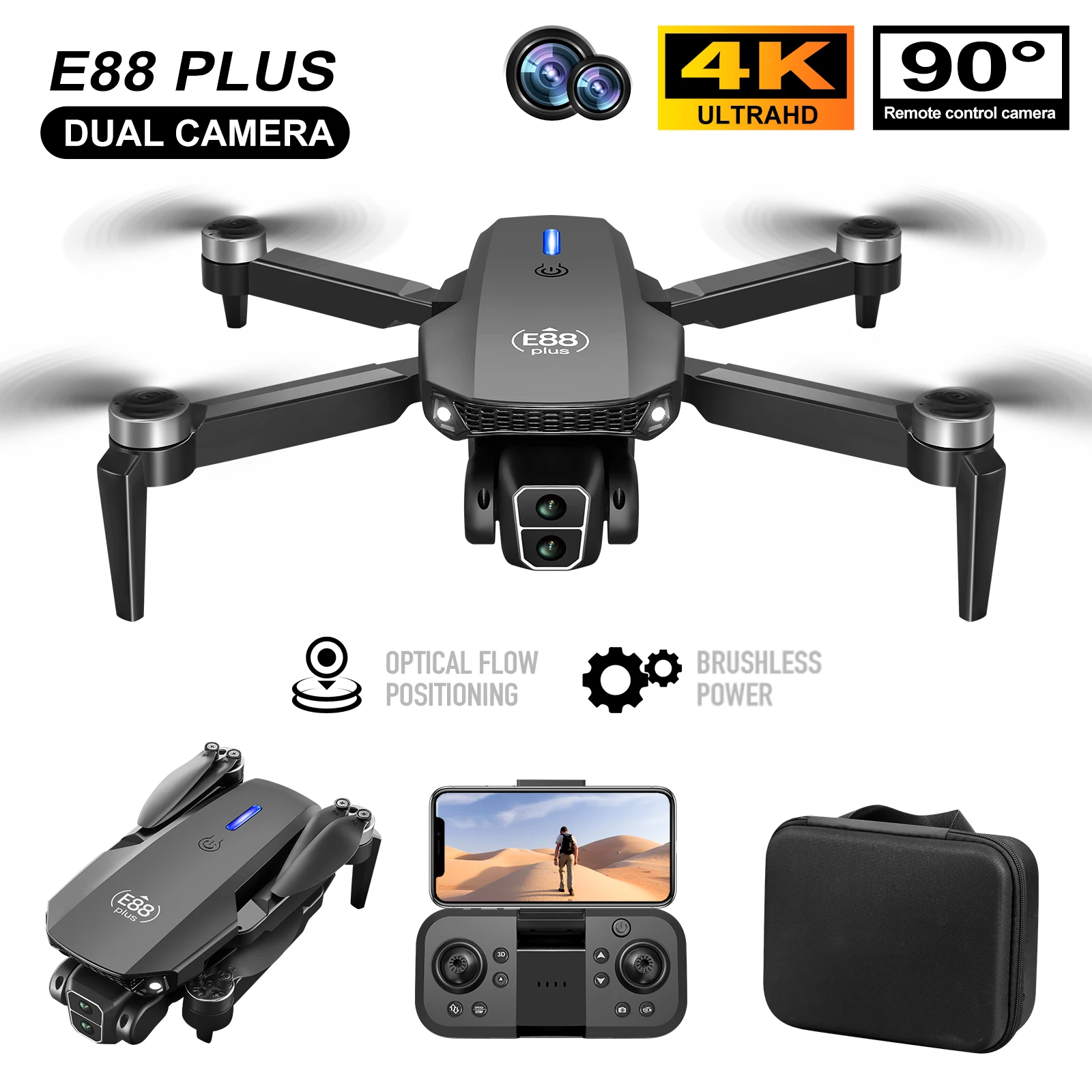 Rc Helicopter Electric - Nuevo Dron cuadricóptero E88 Plus: 90